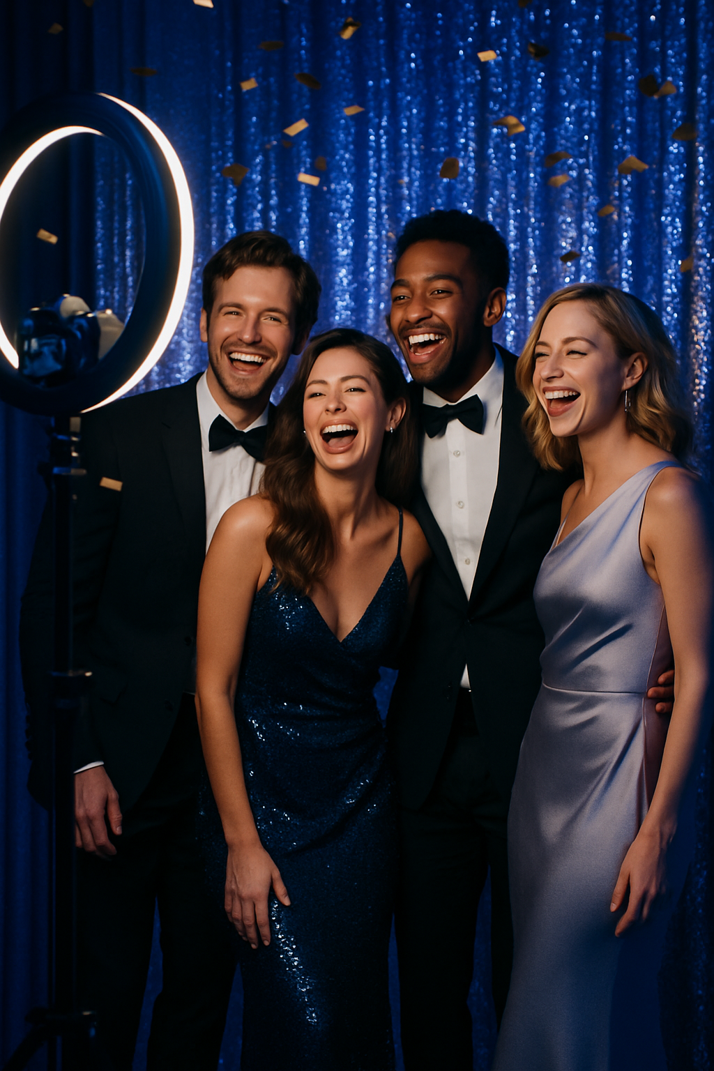 Guests laughing at an SJ's Events open-air photo booth